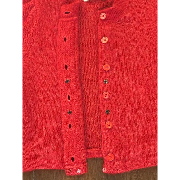 DÔEN Red Puff Sleeve Anisa Alpaca Wool Cardigan Size XS - Picture 6 of 9